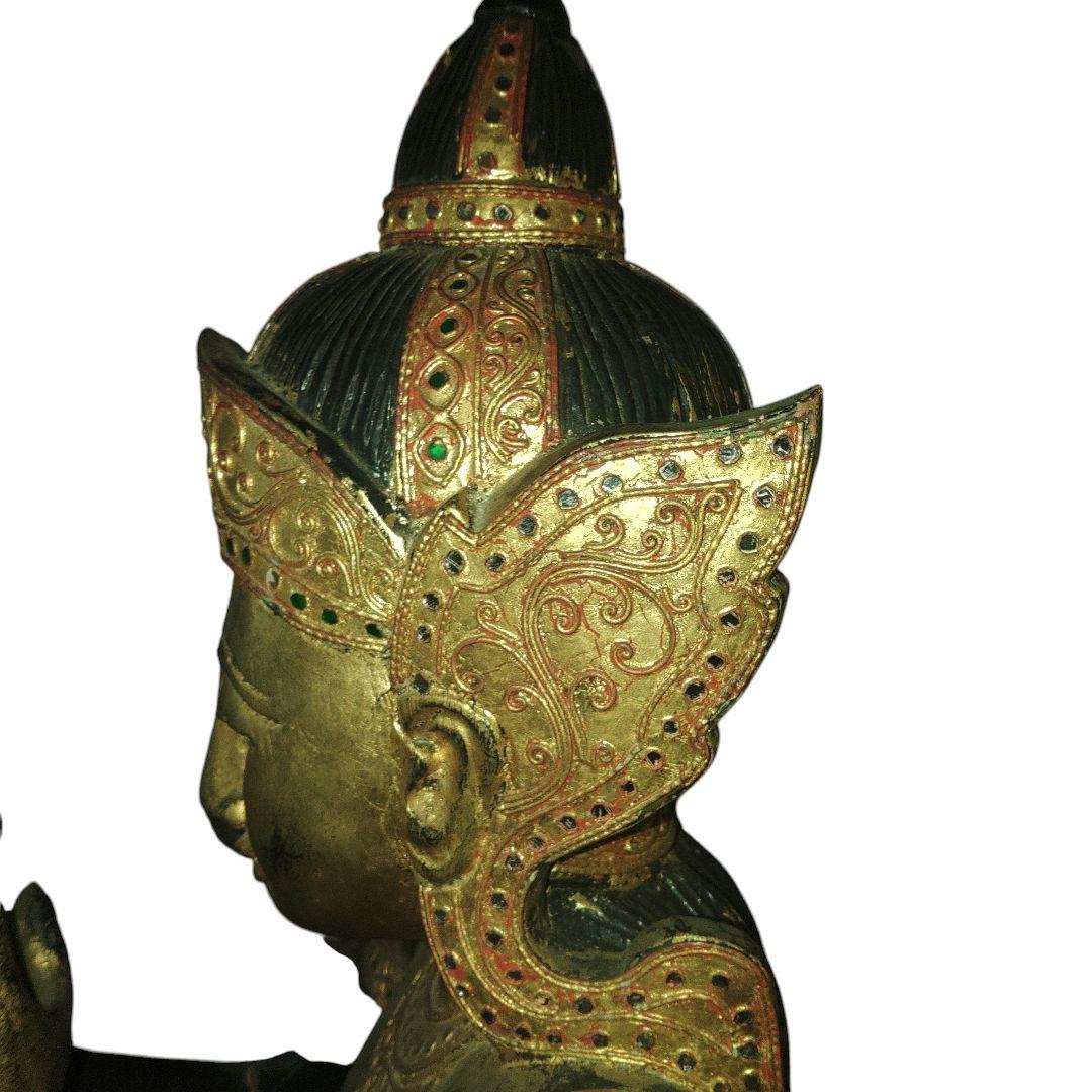 タイ仏教 木造仏像 高さ66cm アンティーク