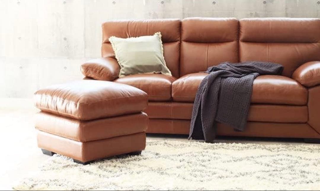 オットマン ブラウンレザー