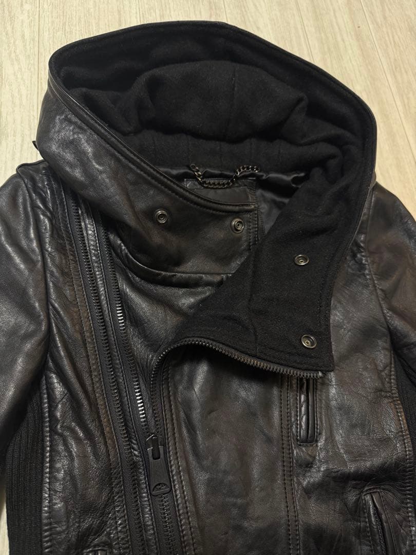 y2k JOHNNY WOLF ダブルライダース 変形 レザージャケット 羊革