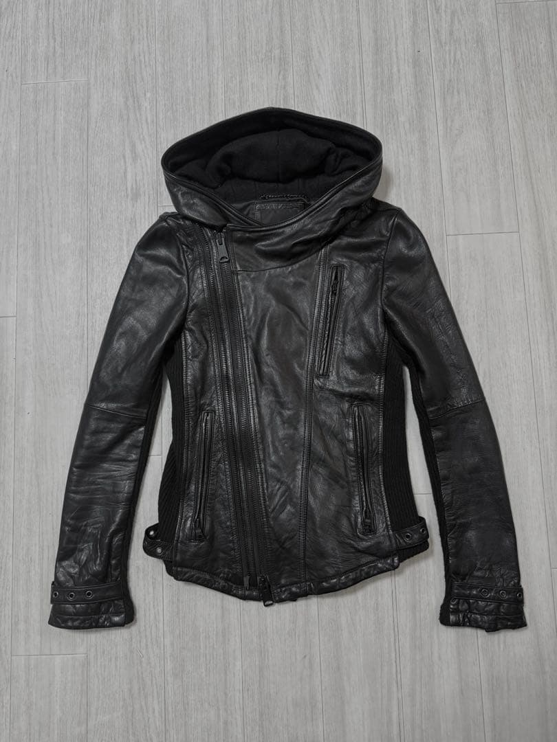 y2k JOHNNY WOLF ダブルライダース 変形 レザージャケット 羊革