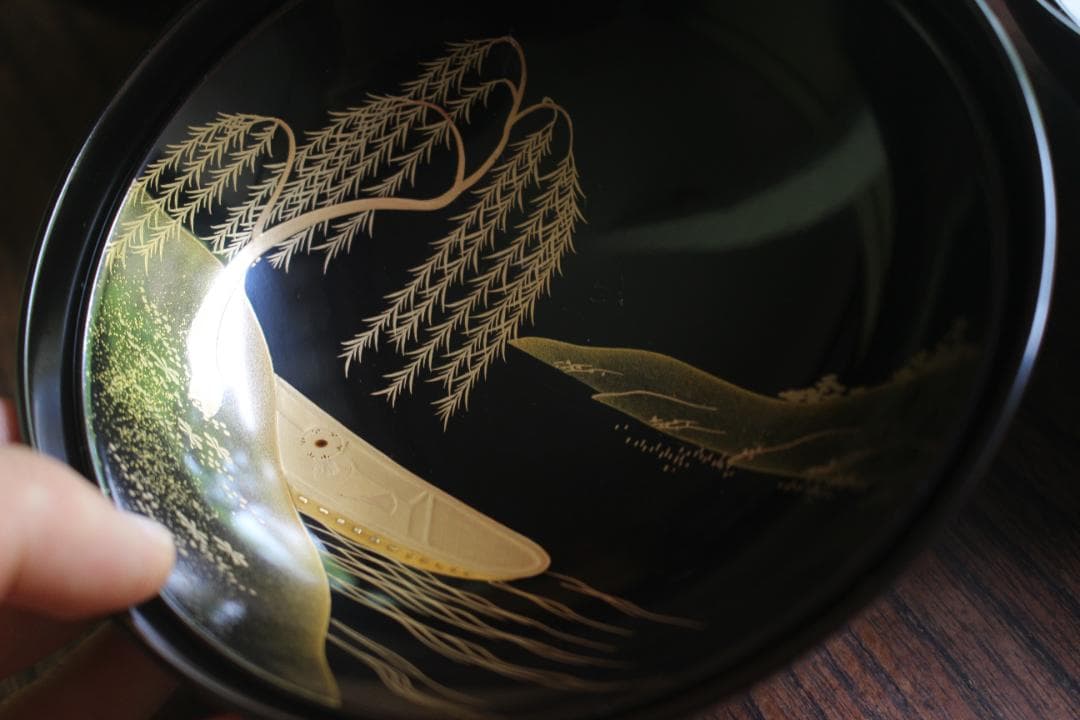 絵柄選択可！時代黒漆に極上千鳥見返し蒔絵の映えるお椀10点（検輪島塗懐石椀蒔絵椀