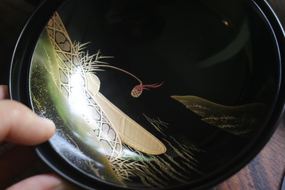 絵柄選択可！時代黒漆に極上千鳥見返し蒔絵の映えるお椀10点（検輪島塗懐石椀蒔絵椀