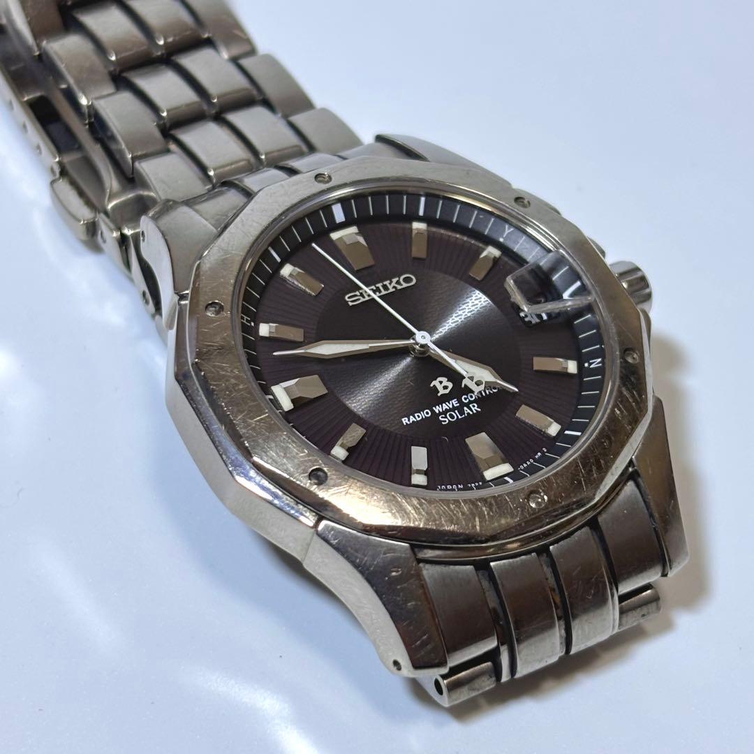 稼働 SEIKO ブライツ メンズ腕時計 電波ソーラー 7B22 デイト.