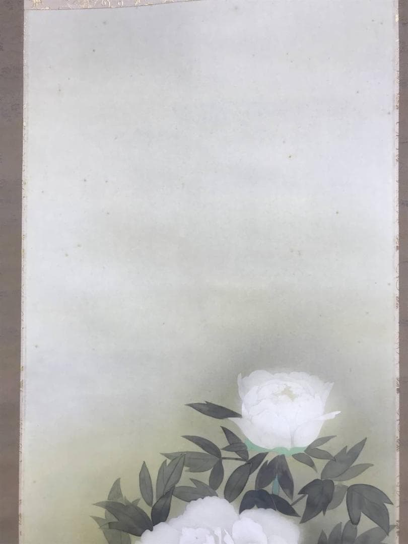 【真作】鈴子輝月/牡丹図/花図/ボタン図/掛軸☆宝船☆AD-730