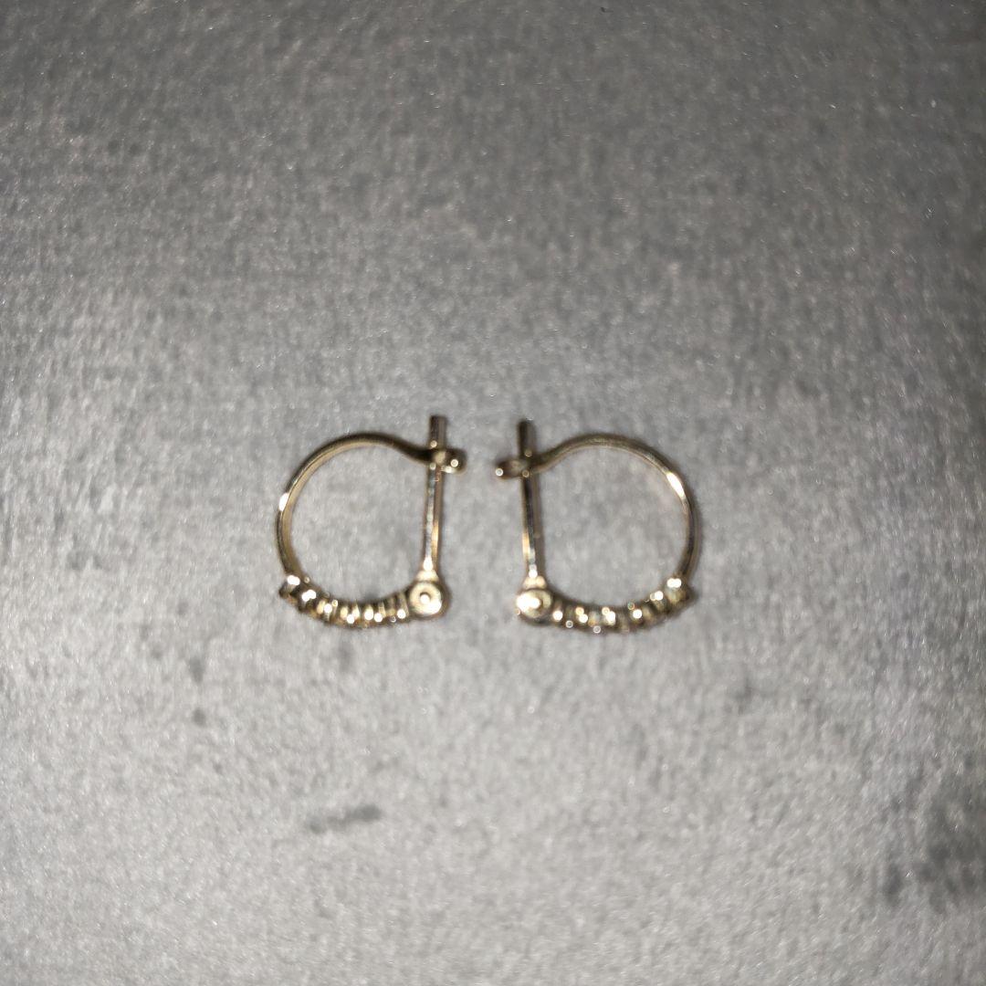 K10YG フープ ピアス ダイヤモンド 0.08ct 保証書付