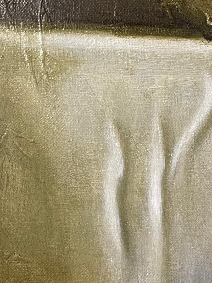 真作」西村有史「九谷辛夷文輪花皿」静物画油彩画額装サイン有りF8号