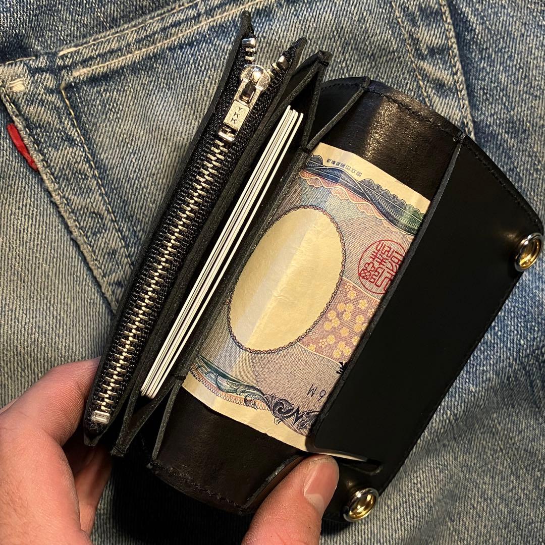 お札が折れない！ミドルトラッカーウォレット アポロコンチョ シルバー925 3層