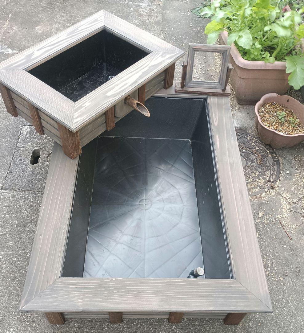 2段トロ舟60 濾過槽付 ビオトープ 太陽光モーター 2段トロ舟