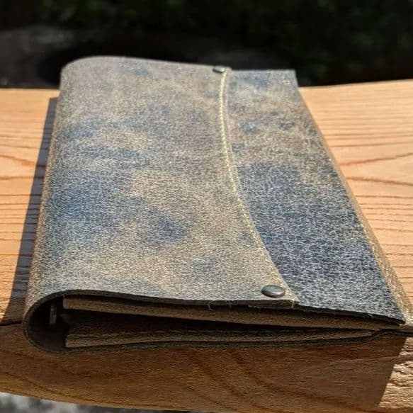 長財布　本革　クラッキングレザー　ハンドメイド　薄型ウォレット　軽い