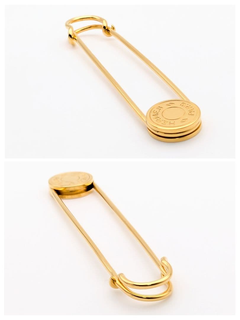 極美品 希少 エルメス セリエ 安全ピン ピンブローチ ゴールド 廃盤