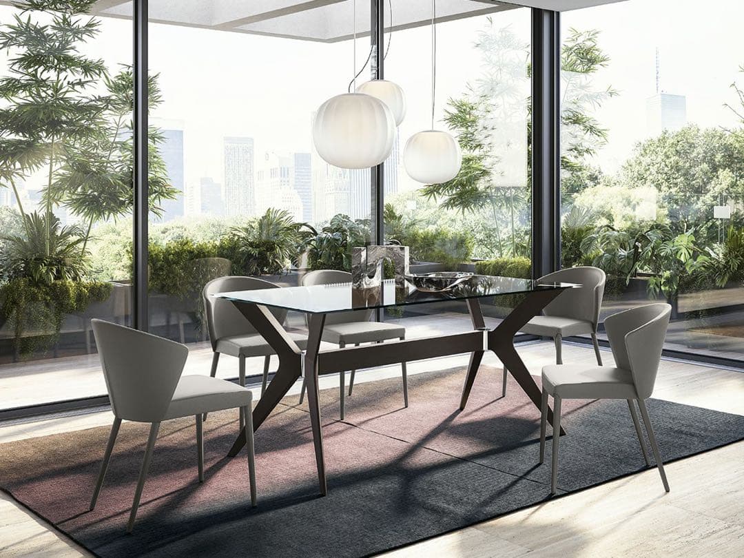 【送料無料・最終値下げ】カリガリス　ガラス天板ダイニングテーブル