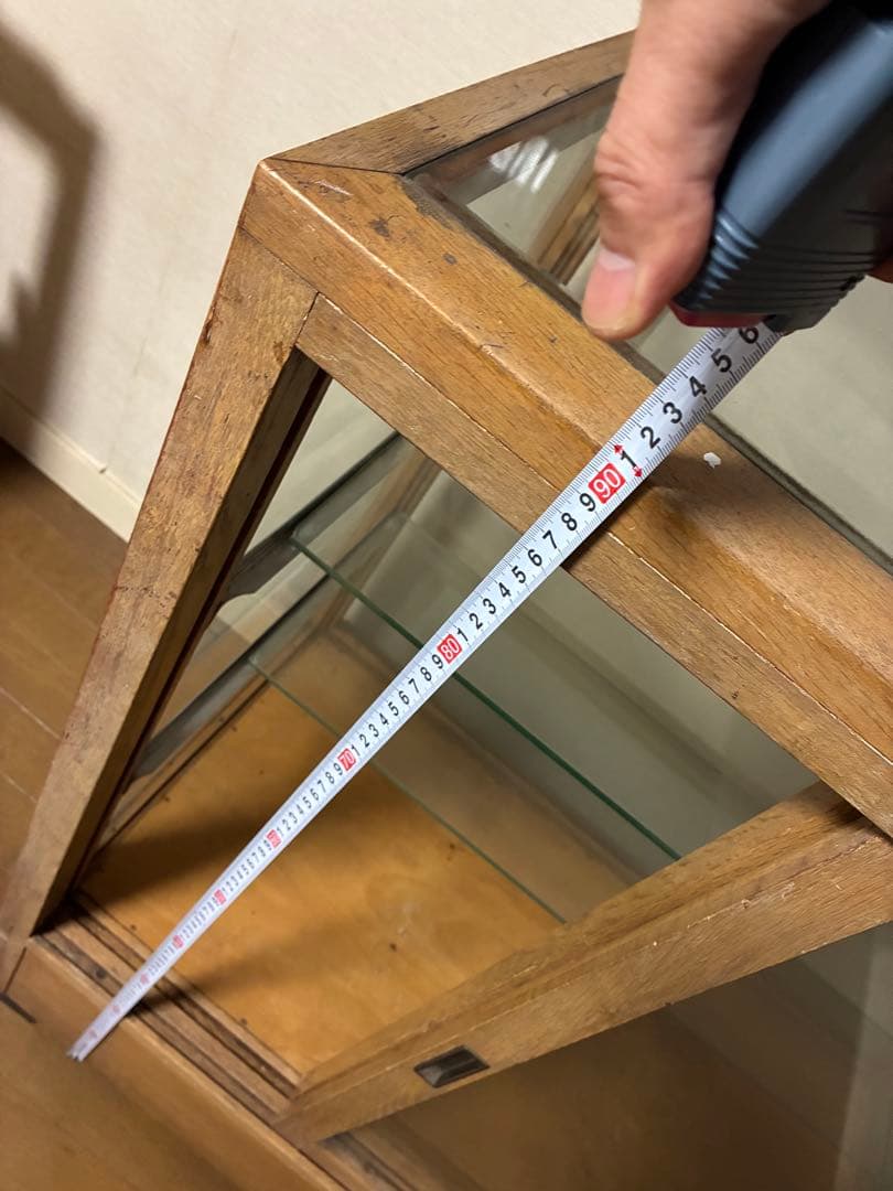 ガラスショーケース 木製フレーム 引き取り限定