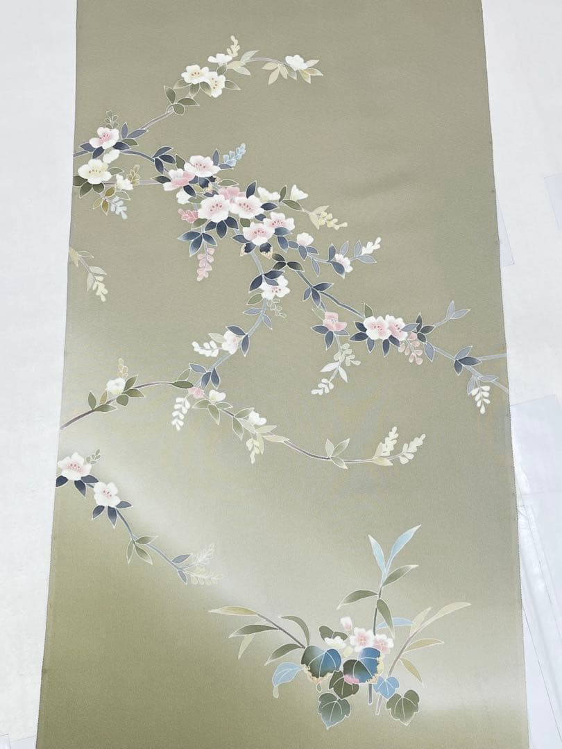 ビ*カ様 本場　加賀友禅　南克治　付下げ　反物　13.90m 濱ちりめん　パール