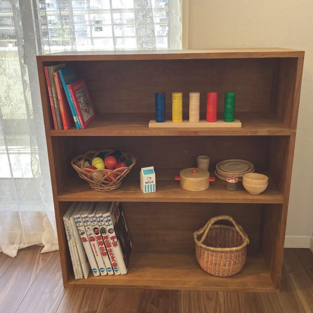 最終価格 モンテッソーリ 教具棚 絵本棚 ウォルナット 最終価格