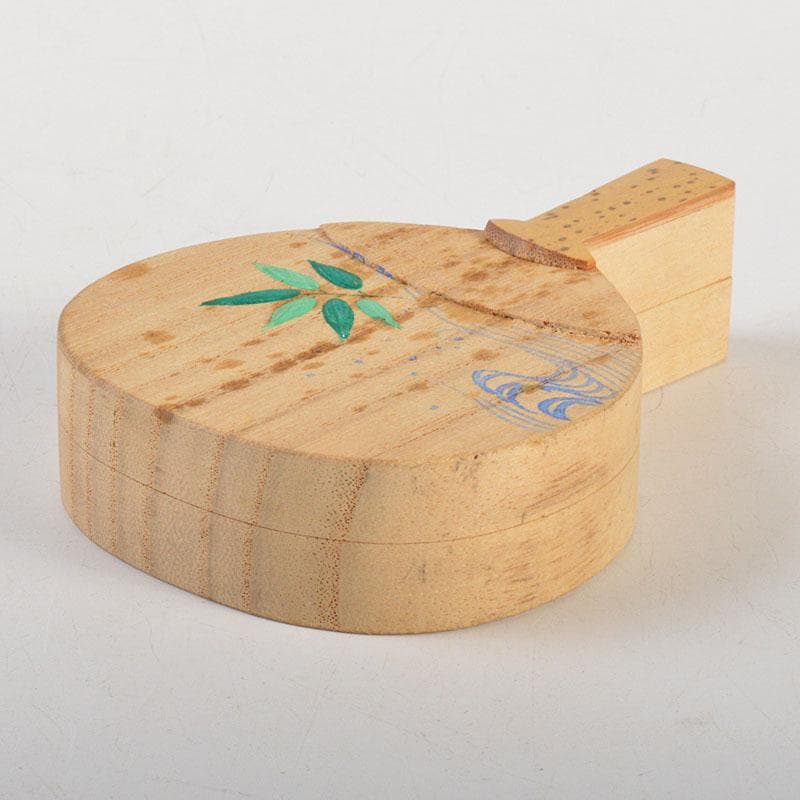 茶道具　道場宗廣造　葦に水　桐団扇香合　共箱　V　6785