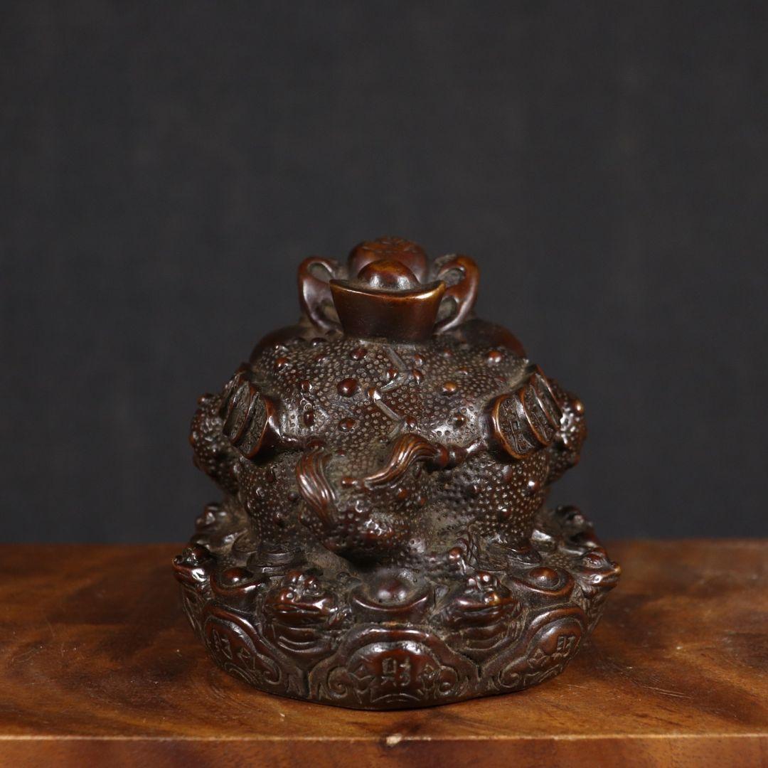 銅製 金蟾 招財進宝 開運 風水 招財 置物 工芸品 装飾品