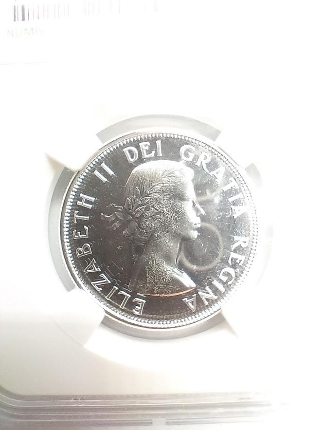 PCGS PL66 1962年 カナダ 50セント銀貨 ヤングエリザベス