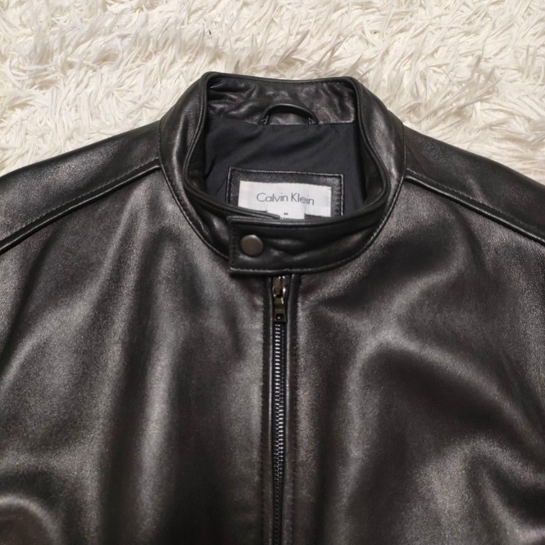カルバンクライン シングルライダース 本革 革ジャン レザージャケット
