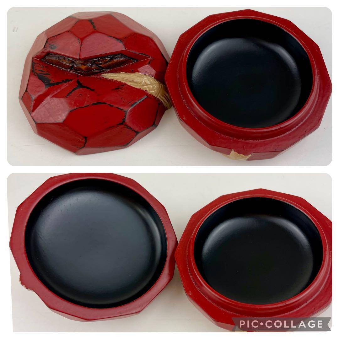 美品】讃岐一刀彫宗家 山中象堂 達磨 だるま 置物 香合 漆 手造り 茶道具