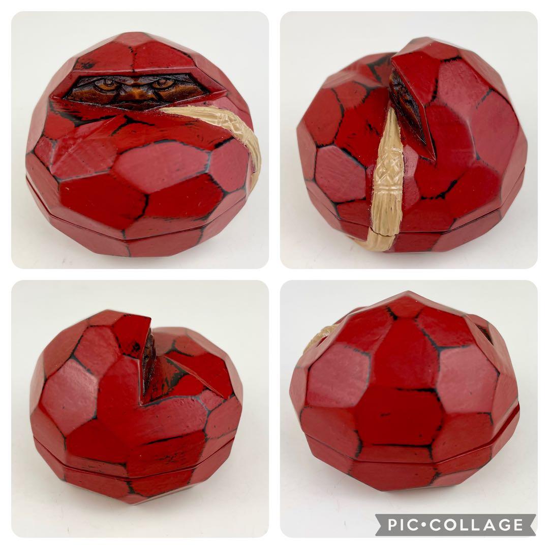 美品】讃岐一刀彫宗家 山中象堂 達磨 だるま 置物 香合 漆 手造り 茶道具