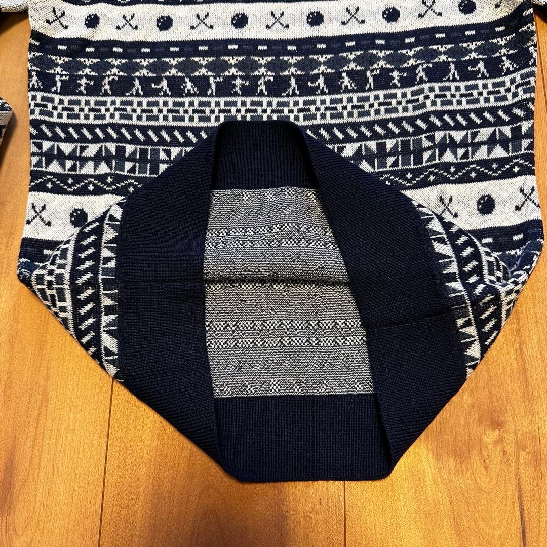 長袖　ニット　セーター　巻きスカート　セットアップ　秋冬　ウール混　ネイビー　S