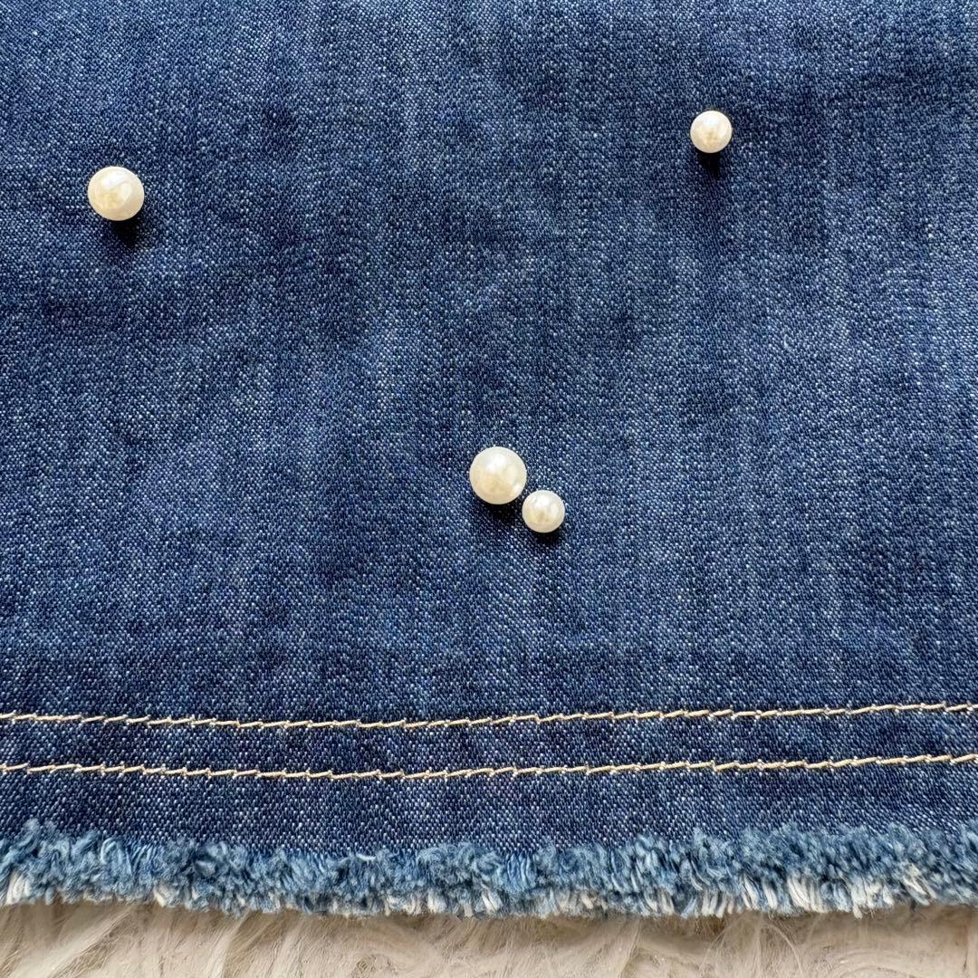 新品 エムズグレイシー 24AW パールスタッズ付きデニムスカート 近年モデル