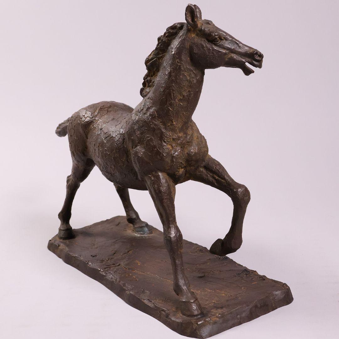 友澤正彦「春風」馬 1977年 銅製 ブロンズ 置物 6744g【MA623】