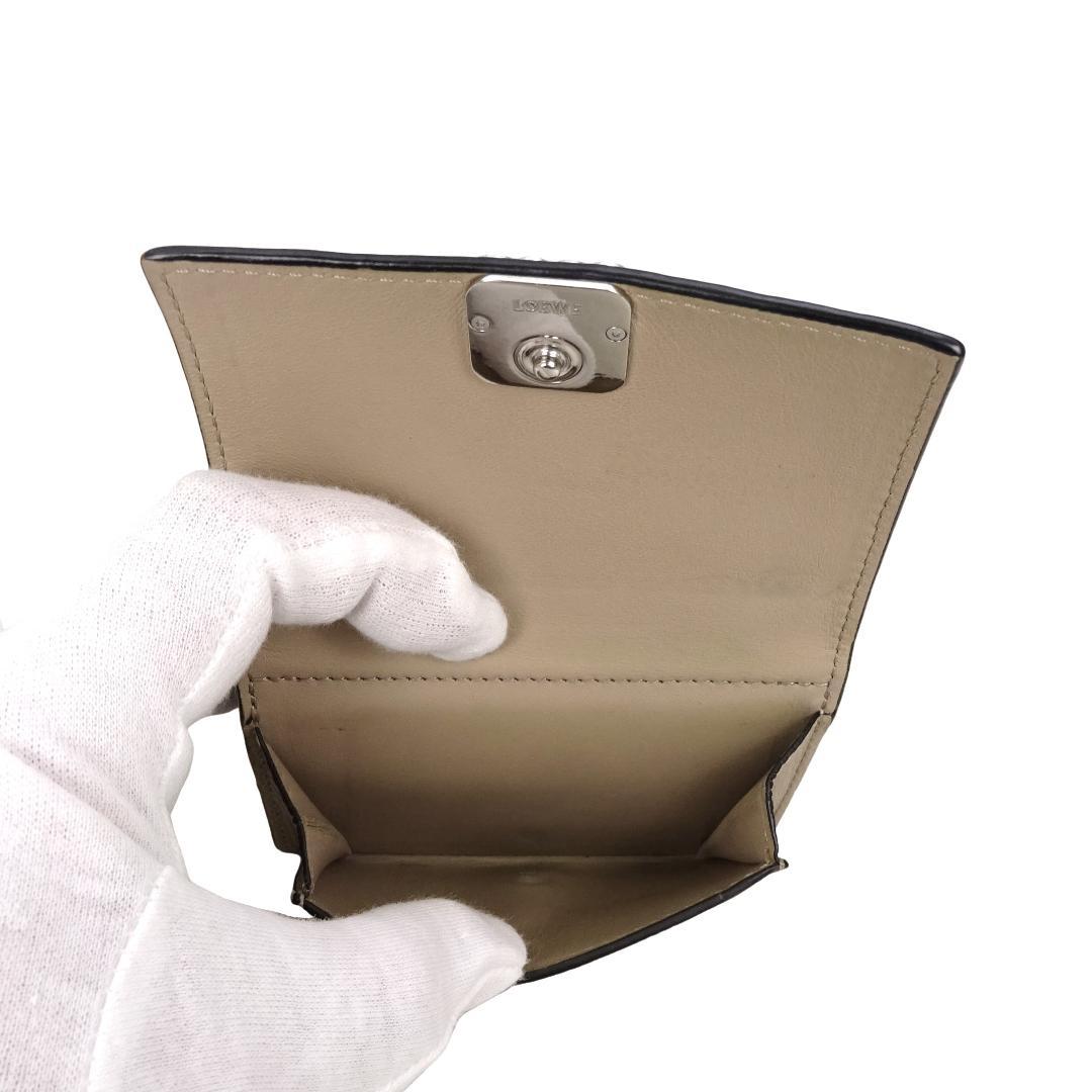 本物 良品 ■ロエベ■アナグラム トライフォールド ウォレット グレージュ 財布