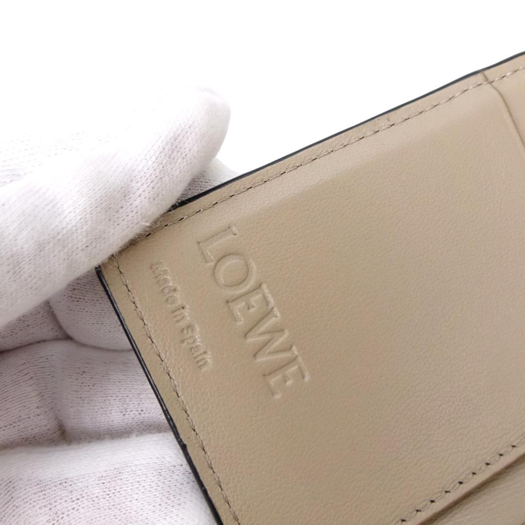 本物 良品 ■ロエベ■アナグラム トライフォールド ウォレット グレージュ 財布