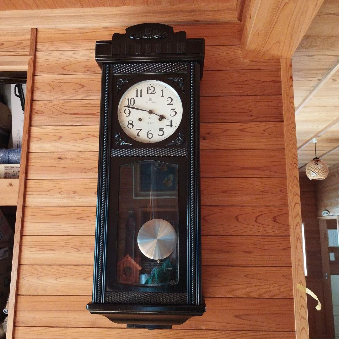 大型木製壁掛け時計 黒 　海恋太郎