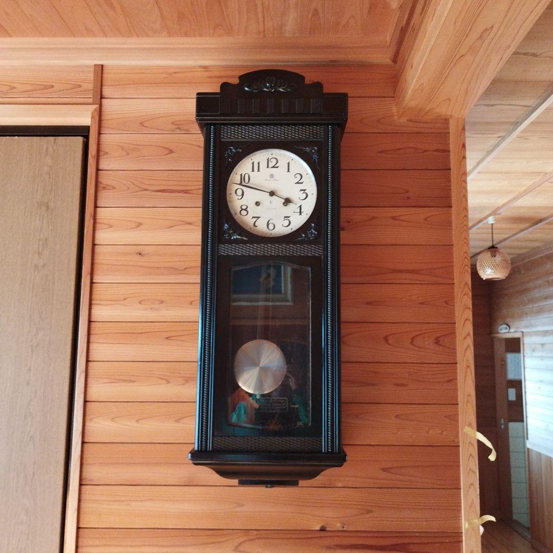 大型木製壁掛け時計 黒 　海恋太郎