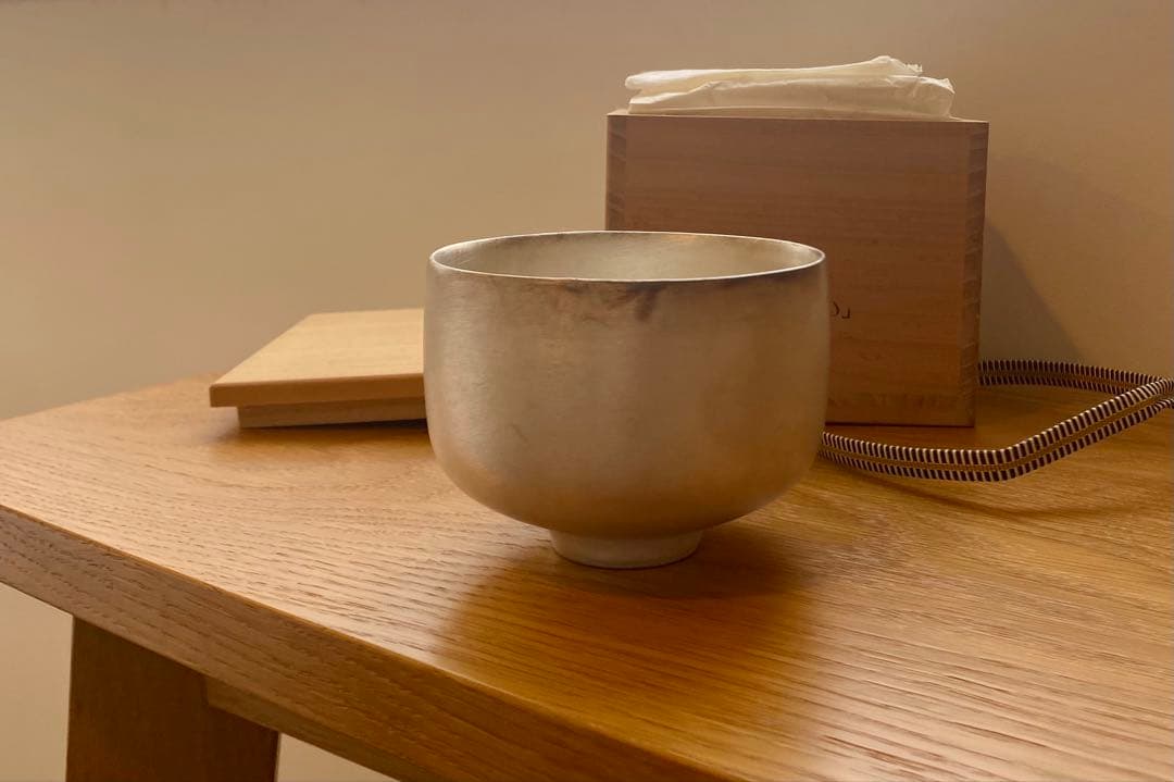 青木良太椀陶芸銀仕上げ