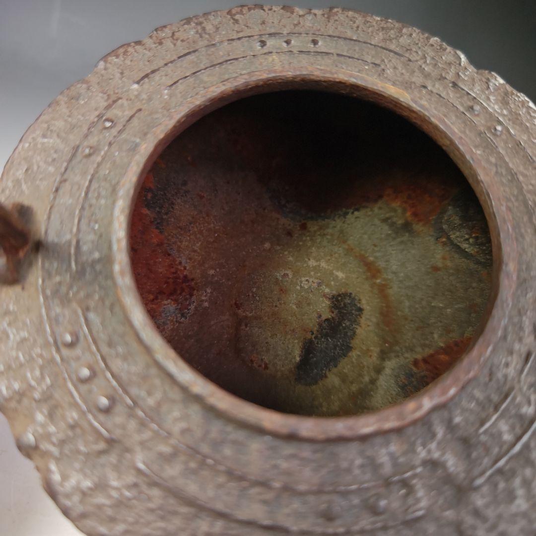 イ491 鉄瓶『銅蓋 独楽形 鉄瓶』湯沸 薬缶 茶道具 煎茶