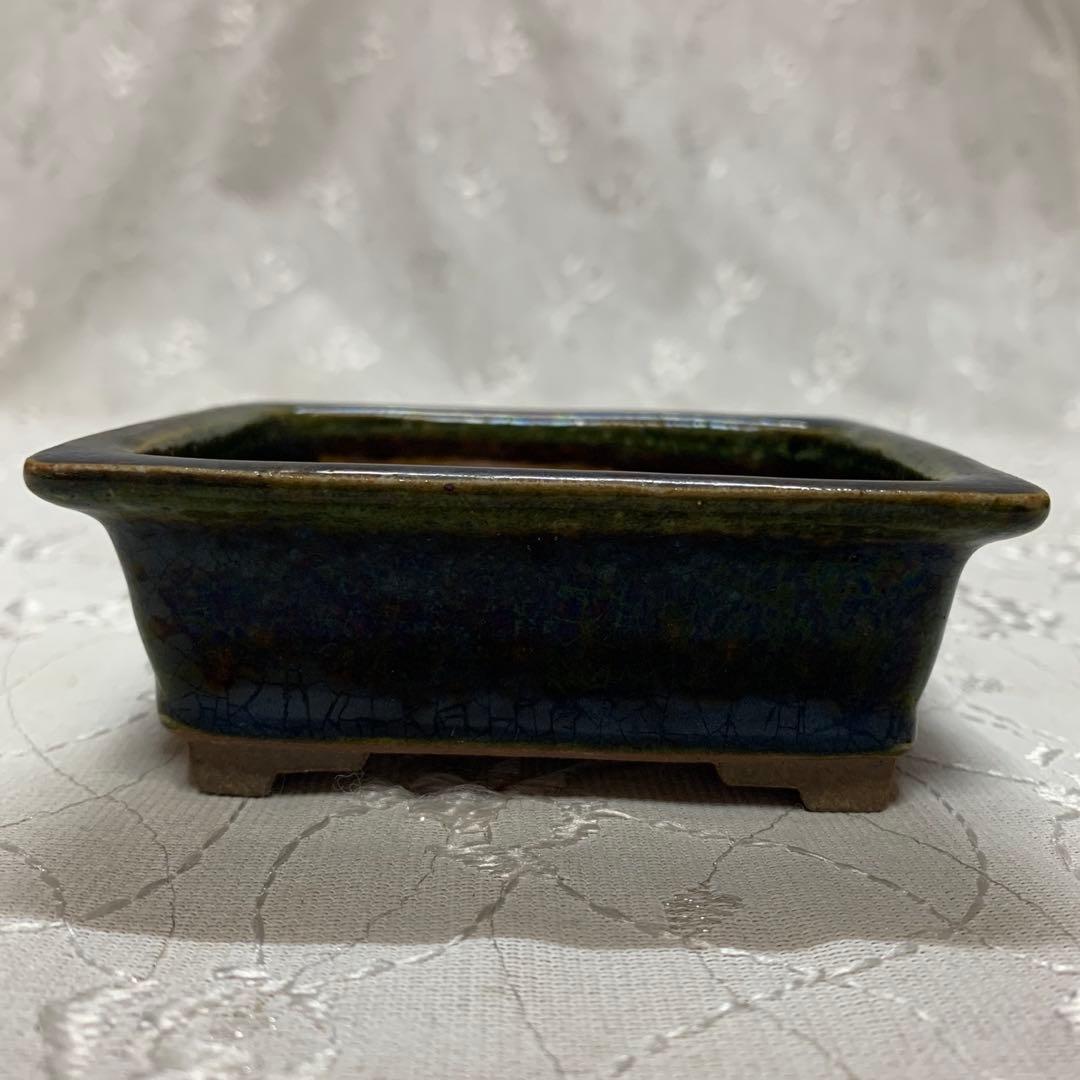 盆栽鉢落款有り長方深め