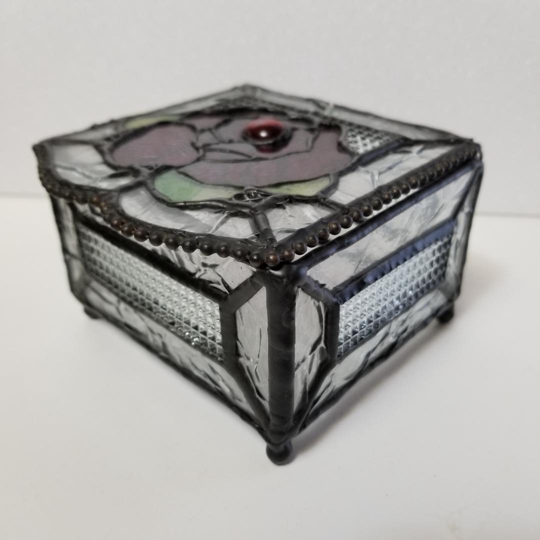 ステンドグラス 小物入れ バラ① ステンドグラスのフォトフレーム