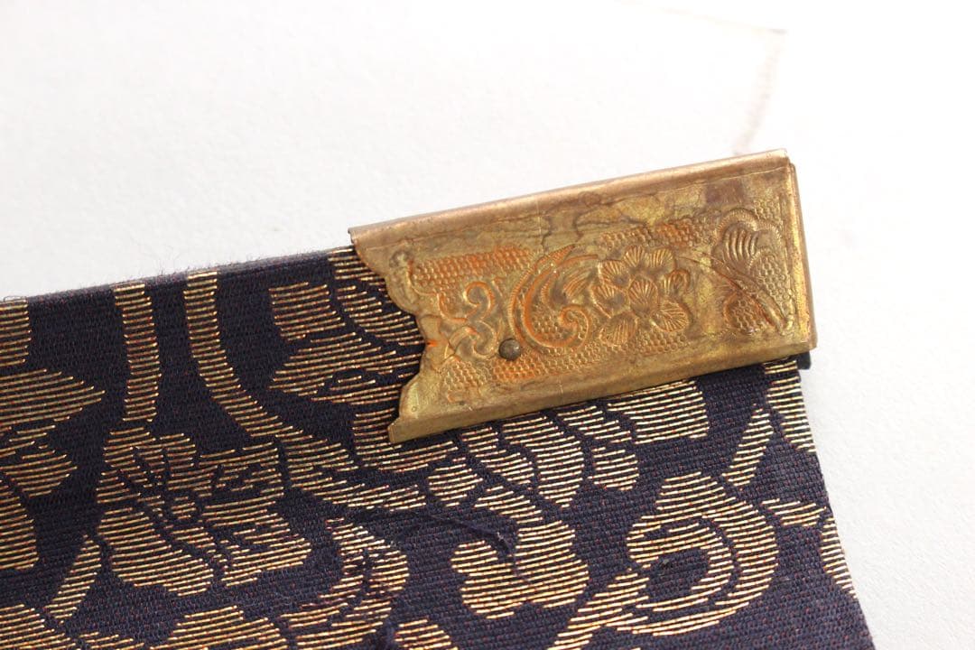 No5402 掛軸 西国三十三所御集印霊幅 紙本 紺紙金泥 木箱付 送料無料