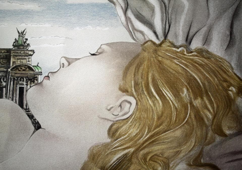 □真作□藤田嗣治「オペラ座の夢」 石版画（リトグラフ）高級額縁付