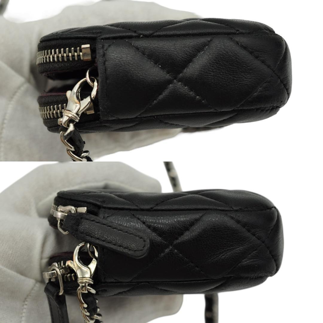 CHANEL シャネル マトラッセ チェーンウォレット ラムスキン 黒