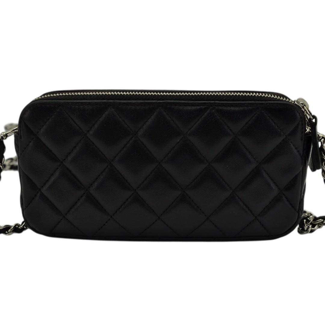 CHANEL シャネル マトラッセ チェーンウォレット ラムスキン 黒