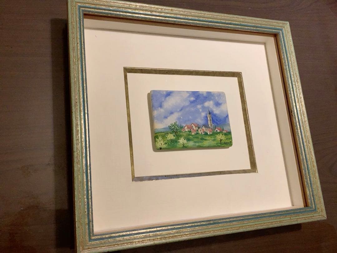 アラン・バロア作(フランス)陶板細密画《アルプスの村》1989年: ヴィンテージ