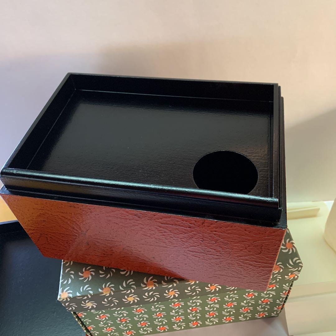 茶道具 茶箱 新一閑 朱 麻の葉