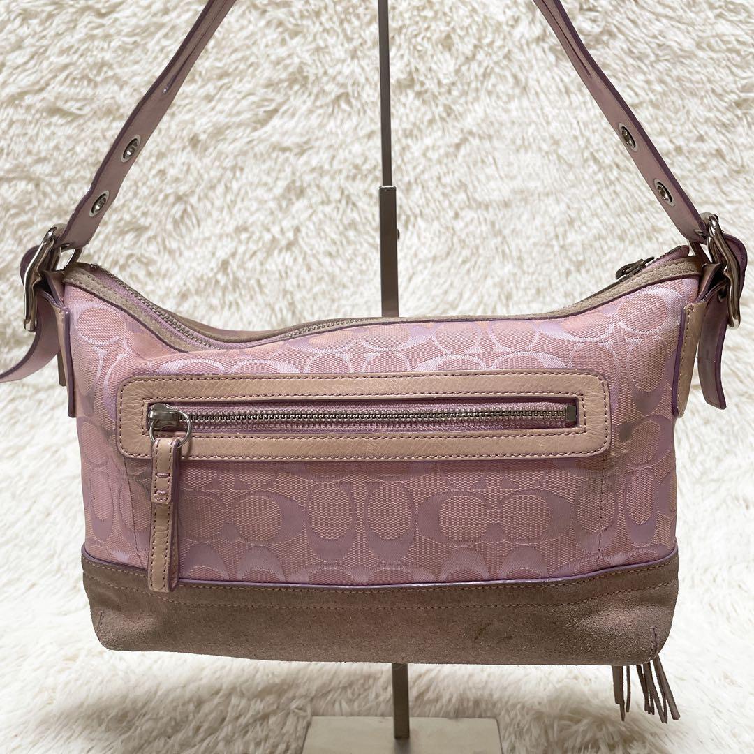 バッグ COACH shoulder bag tassel Signature pink