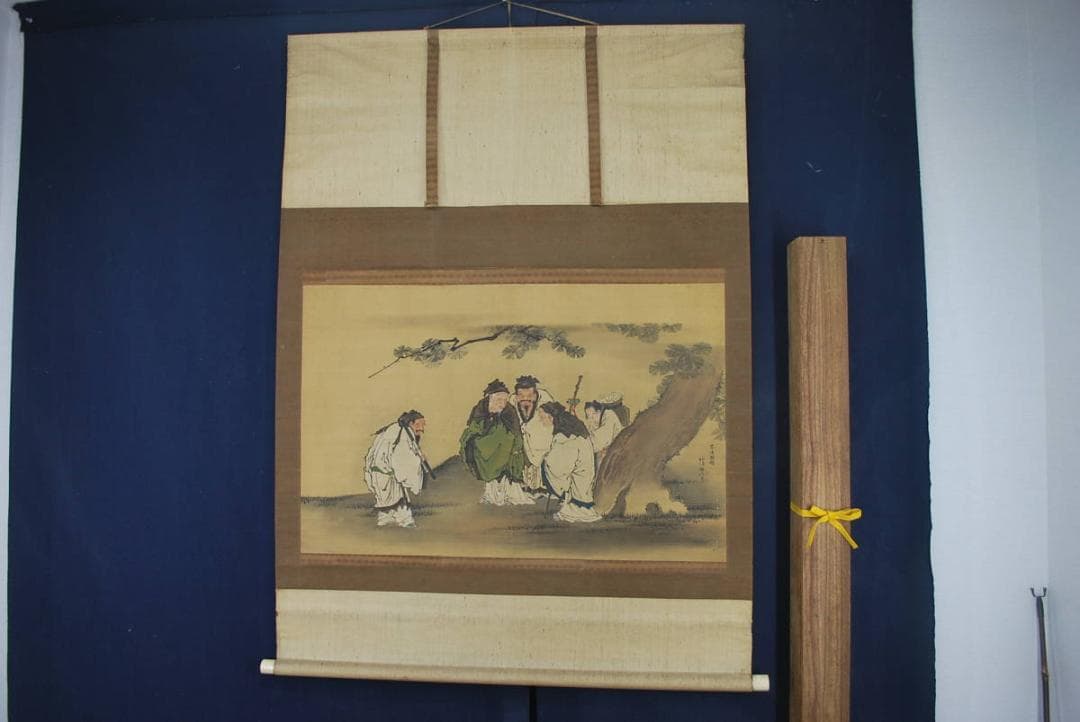 真作】狩野祐清邦信/四賢人図/大幅/掛軸☆宝船☆Q