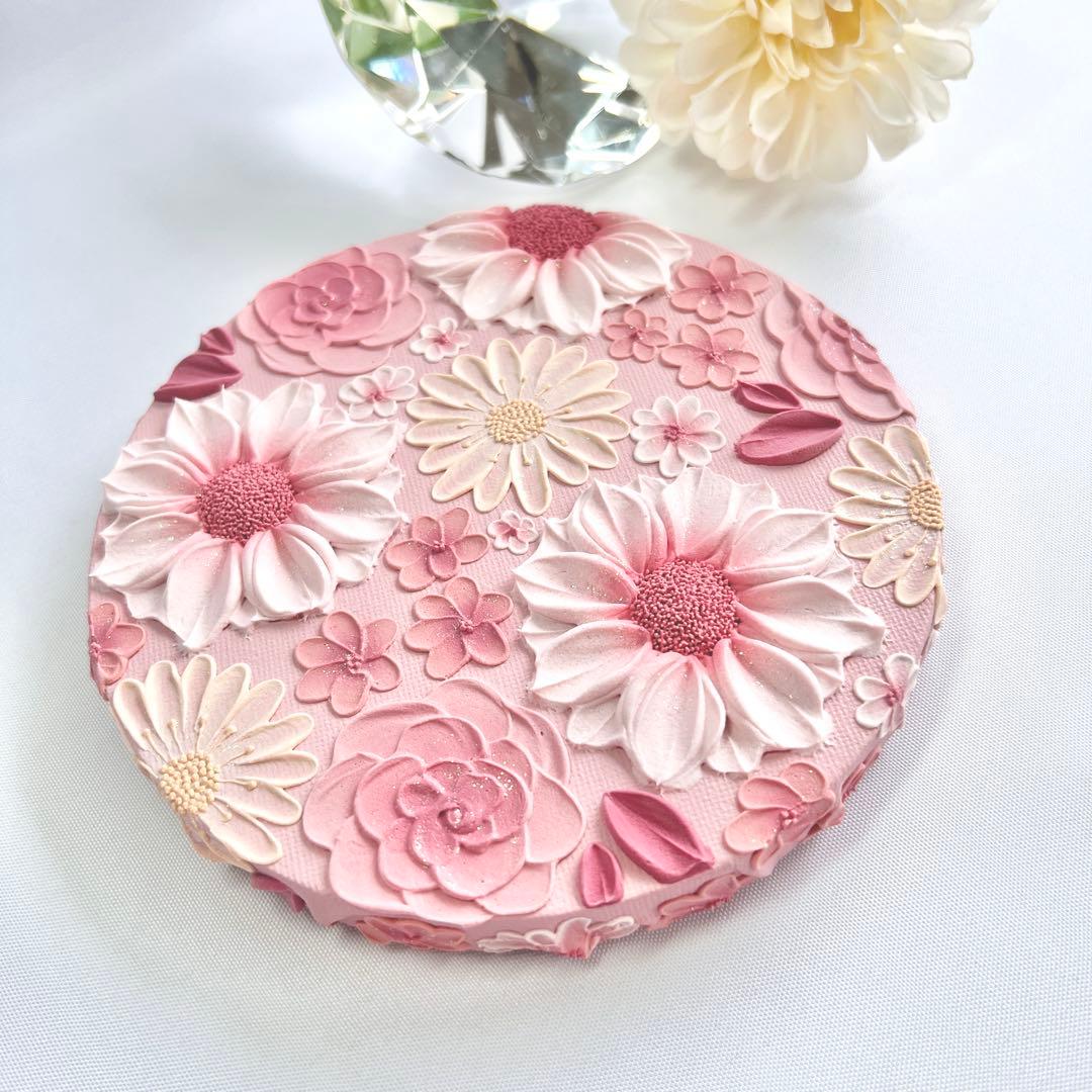 テクスチャーアート 絵画 インテリアアート 花 立体 絵 北欧インテリア