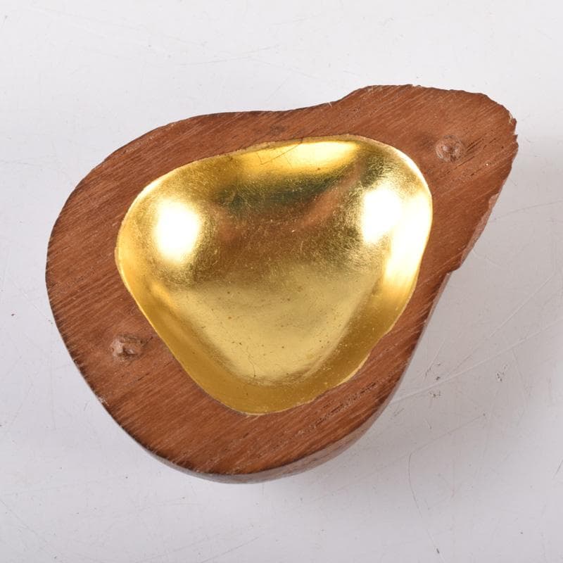 茶道具　祥桑軒　川本光春作　桑彫　茄子香合　竹田益州極め箱　V　7383