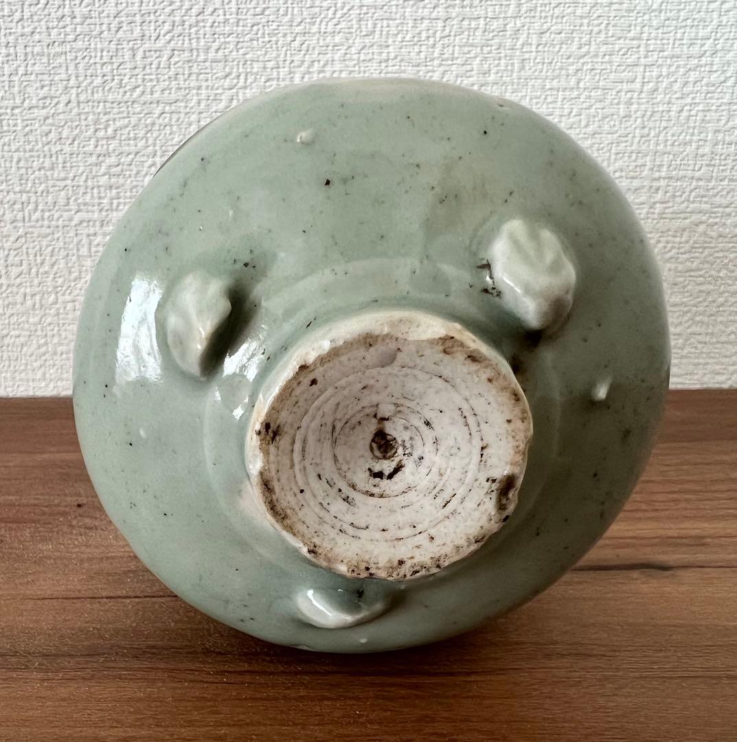 砧青磁千鳥香炉 中国龍泉窯産 箱有 灰有 年代物 香合