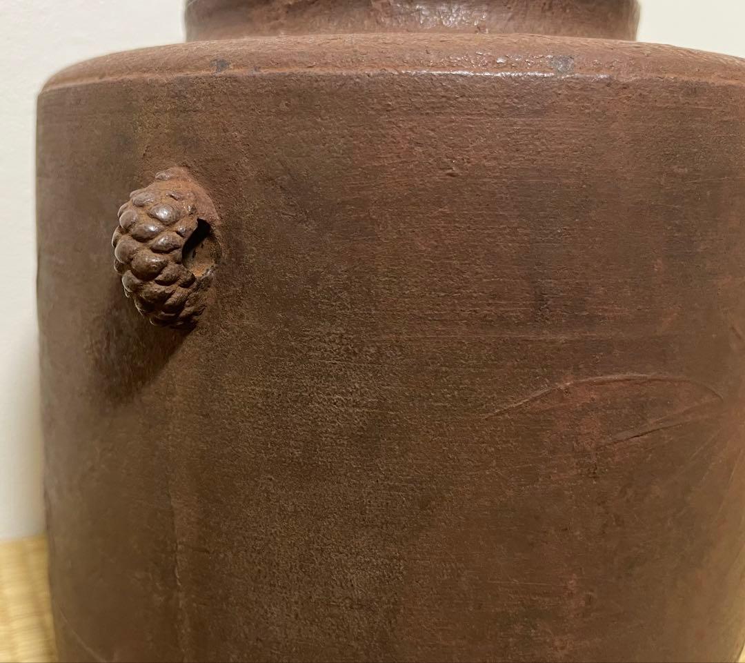 江戸前期】梅竹文肩衝繰口筒釜 幕府御用釜師 大西