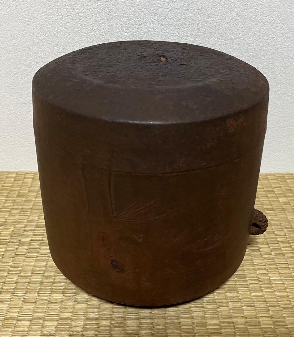 江戸前期】梅竹文肩衝繰口筒釜 幕府御用釜師 大西