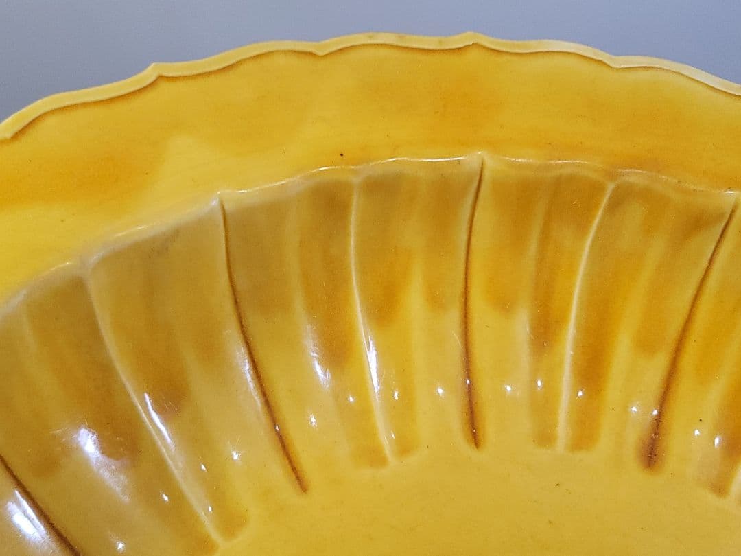 DT571 中国 黄色 古い皿 39.5cm