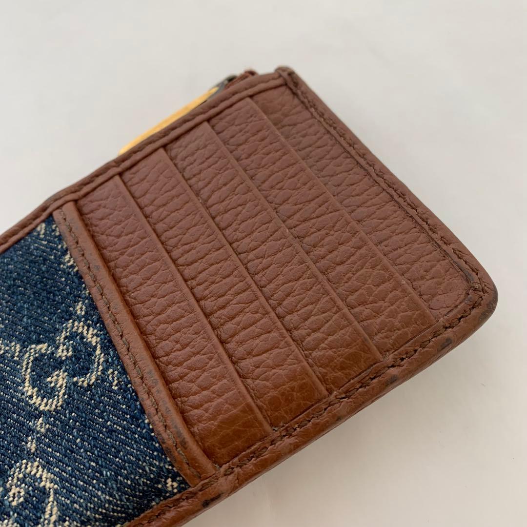 美品 GUCCI インターロッキング 小銭入れ デニム クレジットカードケース